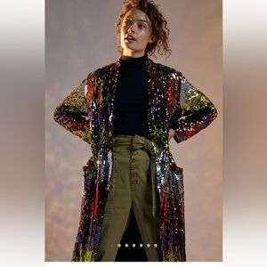 Anthropologie BB Dakota Dulcinea Sequined Duster Jacket